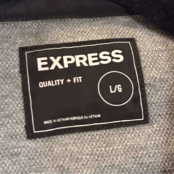 Express men’s collared button up shirt jacket | gray/black | Size L | New - Picture 11 of 11